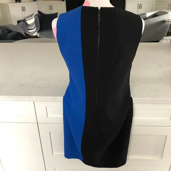 Alice + Olivia Sleeveless Vertical Color Block Dress Black+Cobalt Blue Sz 8 NWOT - Picture 5 of 11